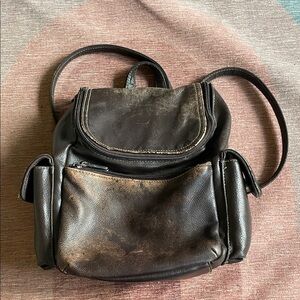 Vintage Genuine Leather 90s Y2K Brown Backpack